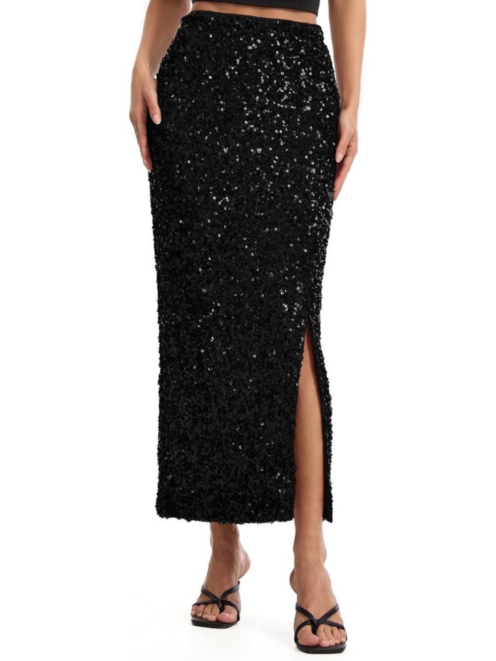 Sparkly Sequin Pencil Skirt for Women | Stretchy Glitter Long Skirt Fashion